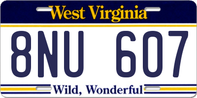 WV license plate 8NU607