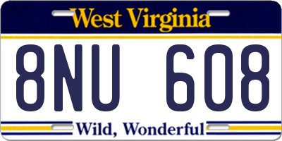 WV license plate 8NU608