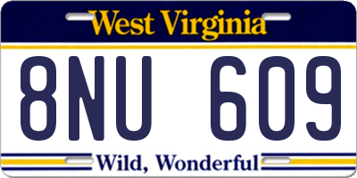 WV license plate 8NU609