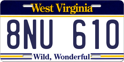 WV license plate 8NU610
