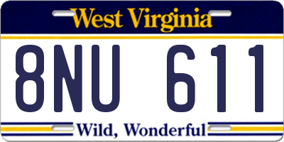 WV license plate 8NU611