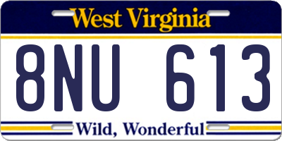 WV license plate 8NU613