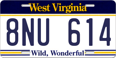 WV license plate 8NU614