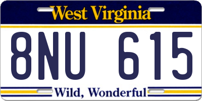 WV license plate 8NU615