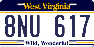 WV license plate 8NU617