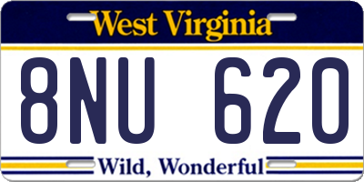 WV license plate 8NU620