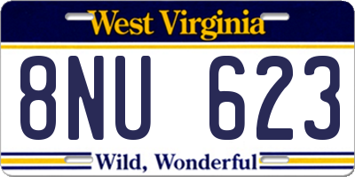 WV license plate 8NU623
