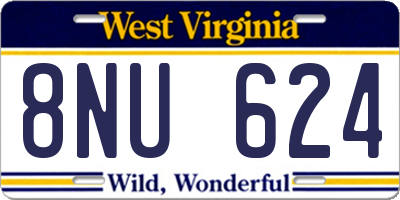 WV license plate 8NU624