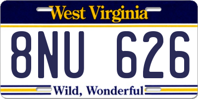 WV license plate 8NU626