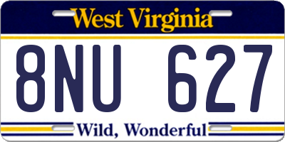 WV license plate 8NU627