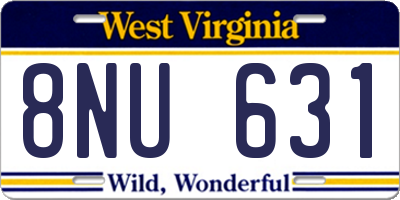 WV license plate 8NU631