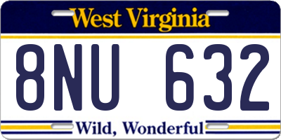 WV license plate 8NU632