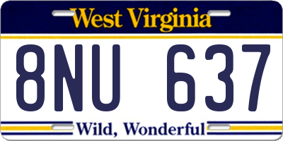 WV license plate 8NU637