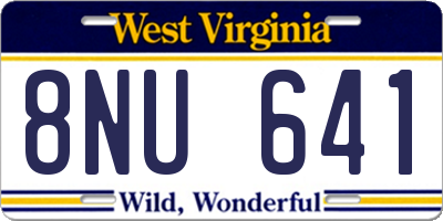 WV license plate 8NU641