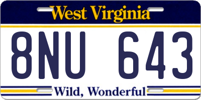 WV license plate 8NU643