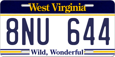 WV license plate 8NU644