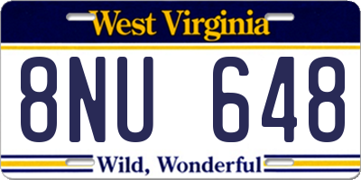 WV license plate 8NU648