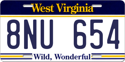 WV license plate 8NU654