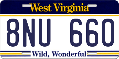 WV license plate 8NU660