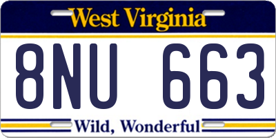 WV license plate 8NU663