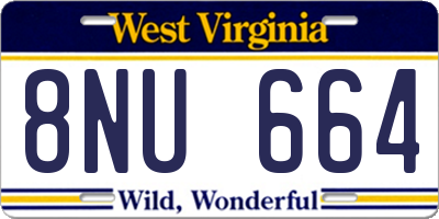 WV license plate 8NU664