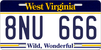 WV license plate 8NU666