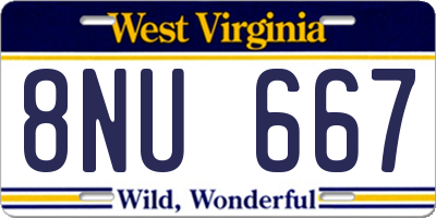 WV license plate 8NU667