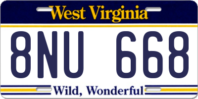 WV license plate 8NU668