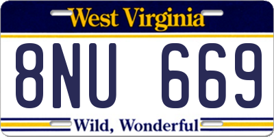 WV license plate 8NU669