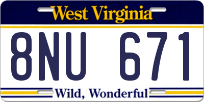 WV license plate 8NU671