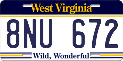 WV license plate 8NU672