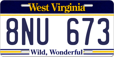 WV license plate 8NU673