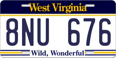 WV license plate 8NU676