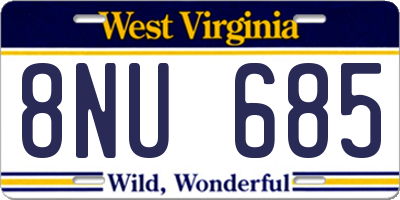 WV license plate 8NU685