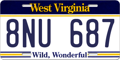 WV license plate 8NU687