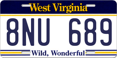 WV license plate 8NU689