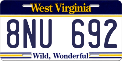 WV license plate 8NU692