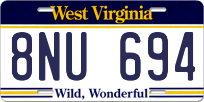 WV license plate 8NU694