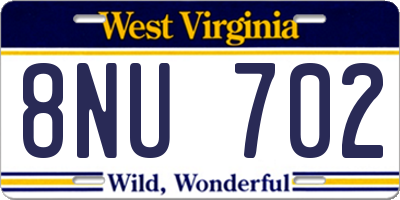 WV license plate 8NU702