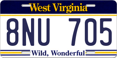 WV license plate 8NU705