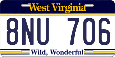 WV license plate 8NU706