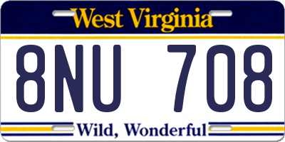 WV license plate 8NU708