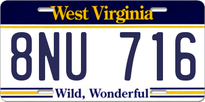 WV license plate 8NU716