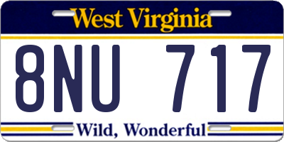WV license plate 8NU717