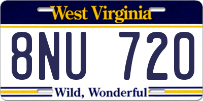 WV license plate 8NU720