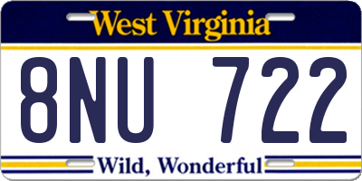WV license plate 8NU722