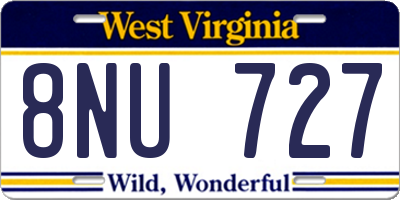 WV license plate 8NU727