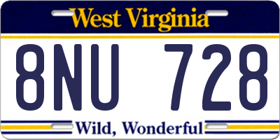 WV license plate 8NU728