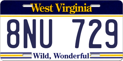WV license plate 8NU729