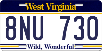 WV license plate 8NU730